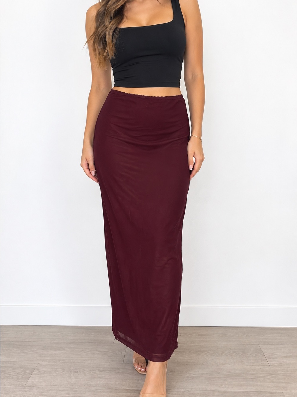 Princess Polly Burgundy Maxi Skirt